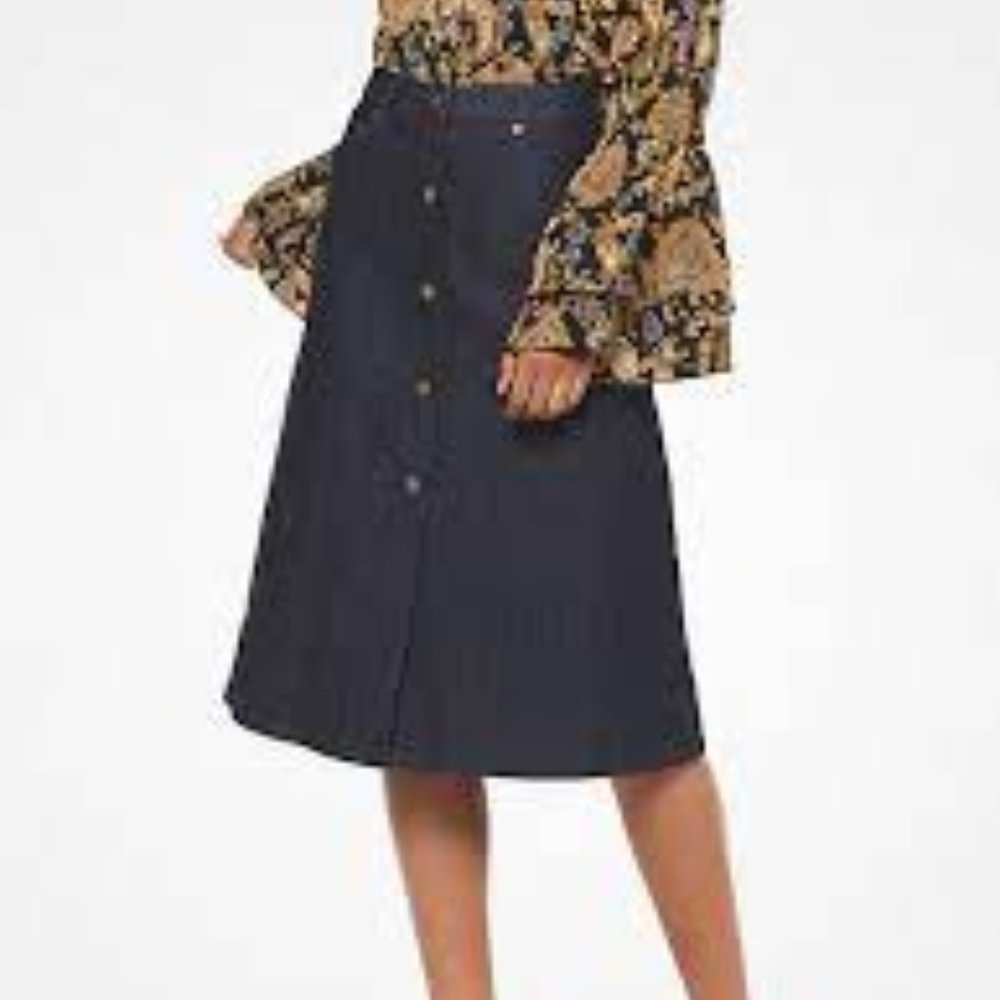 Denim Button-Front Skirt